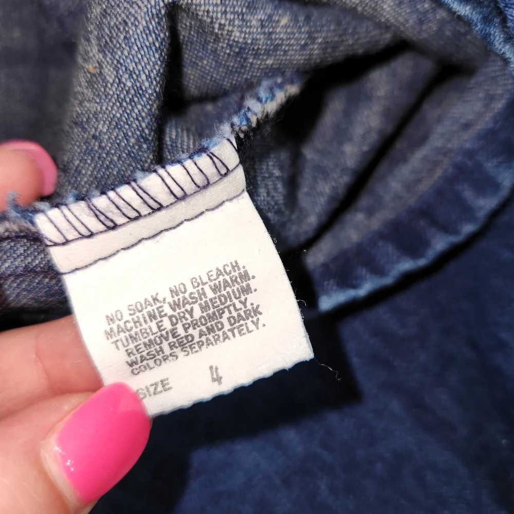 oshkosh b'gosh Vintage Denim dress, Little Girl Size 4,Back Bow Pink Label Katie